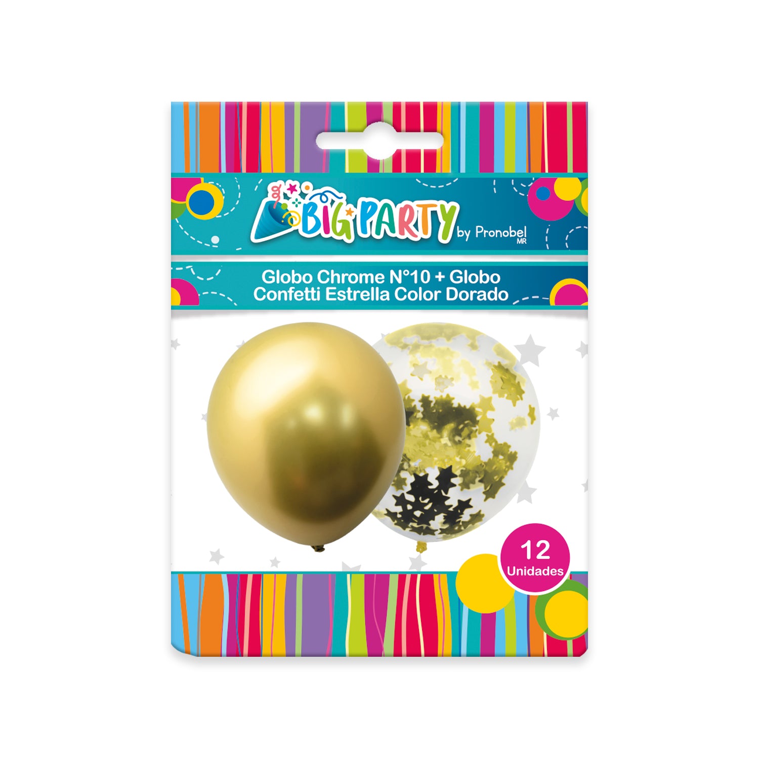 Pack Globo Chrome Dorado + Confeti Estrella Dorada | Big Party